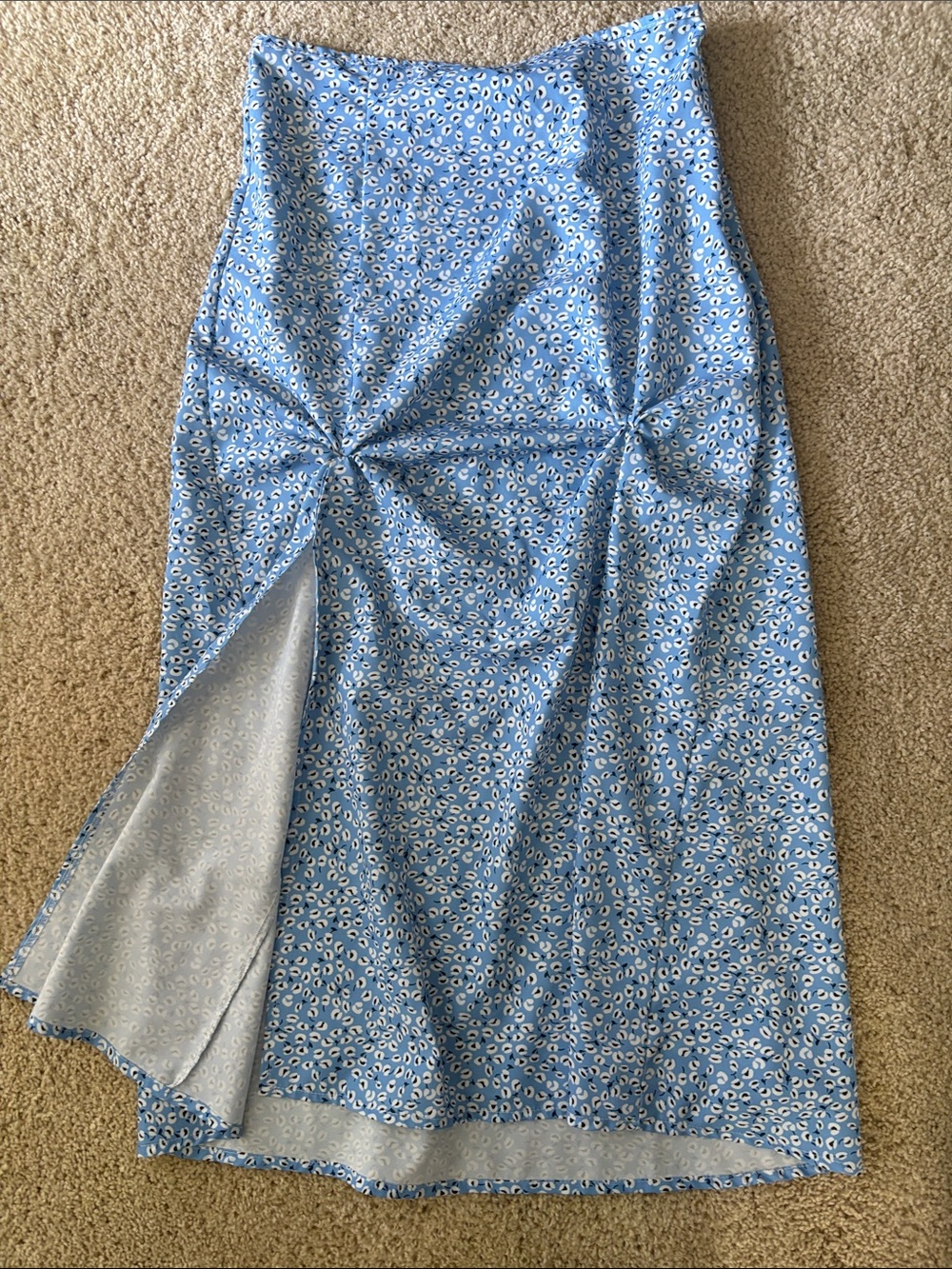Source Unknown Blue Floral Midi Skirt
